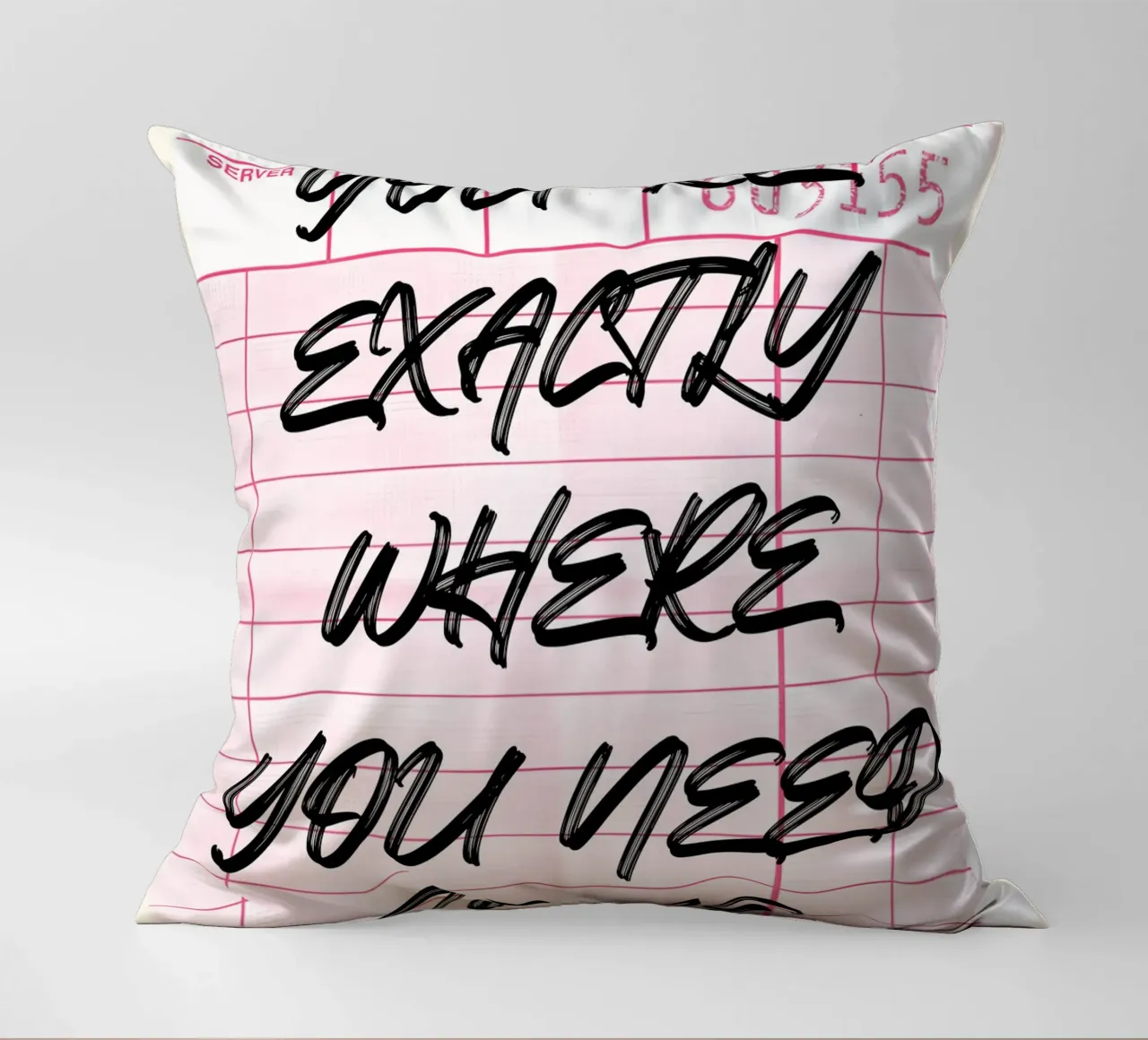 "Exactly Where You Need To Be" Guest Check Art Print decorative cushion by NorwesClub