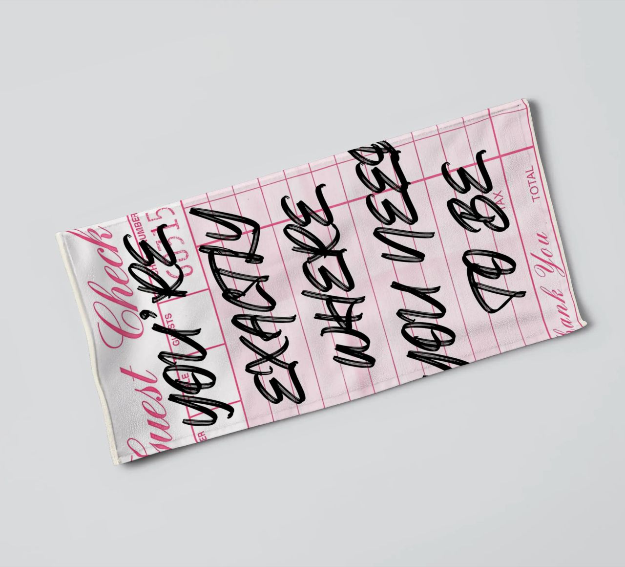 Impression d'art "Exactly Where You Need To Be" pour le contrôle des invités serviette de bain de NorwesClub