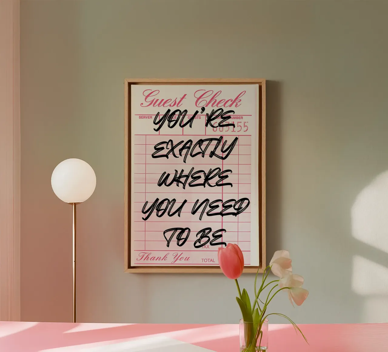 "Exactly Where You Need To Be" Guest Check Art Print canvas by NorwesClub