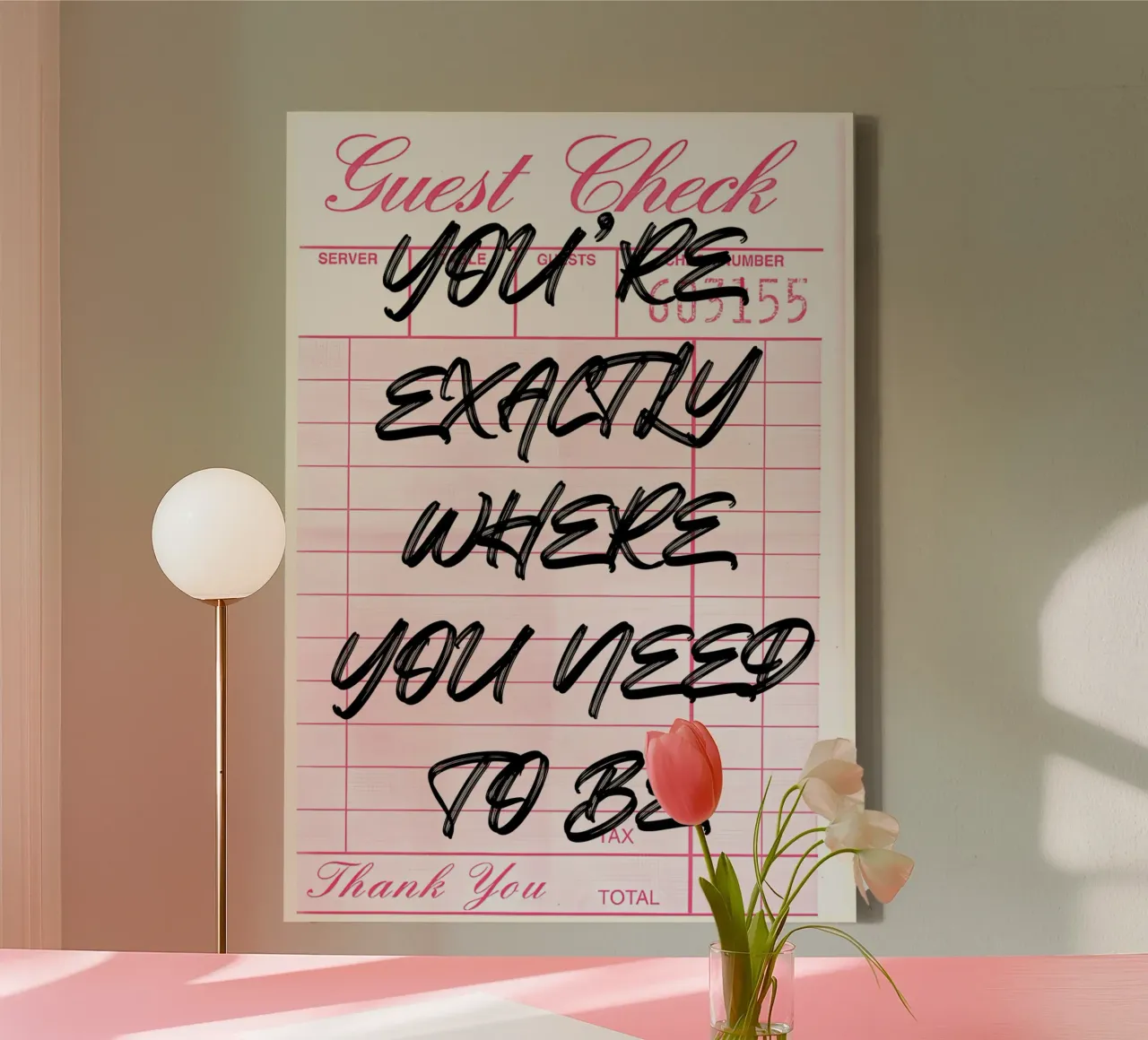 "Exactly Where You Need To Be" Guest Check Art Print canvas by NorwesClub