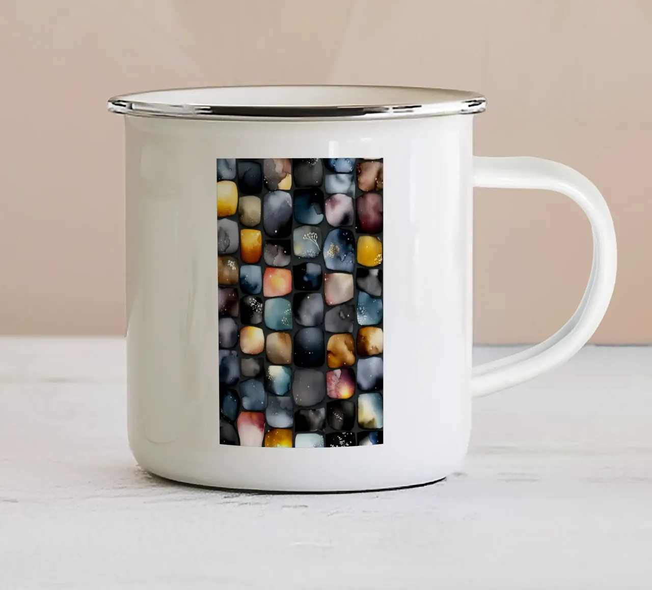 Quadrati di colore tazza in smalto da Justyna Jaszke JBJart