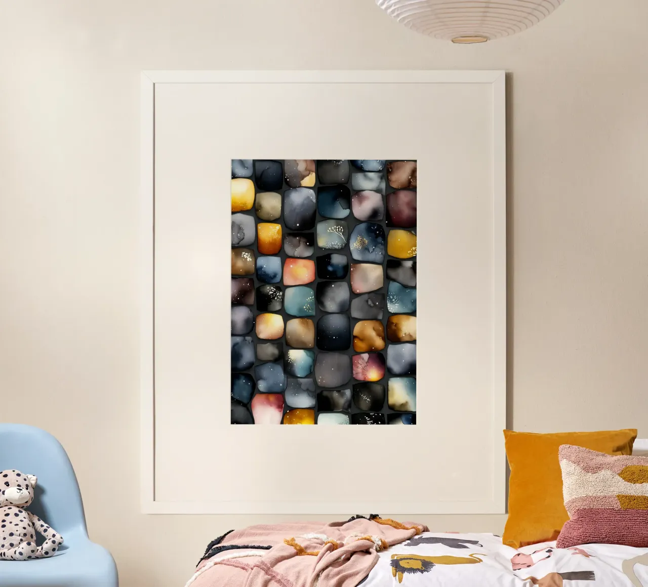 Quadrati di colore poster con telaio in legno da Justyna Jaszke JBJart