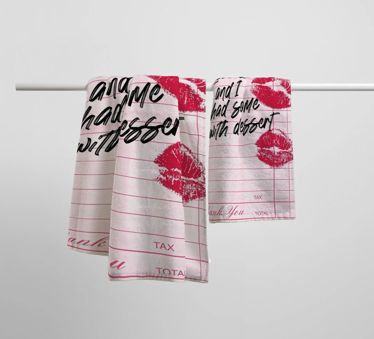 "Love Is Real" Guest Check Print | Retro Romantic Kitchen Ar towel by NorwesClub
