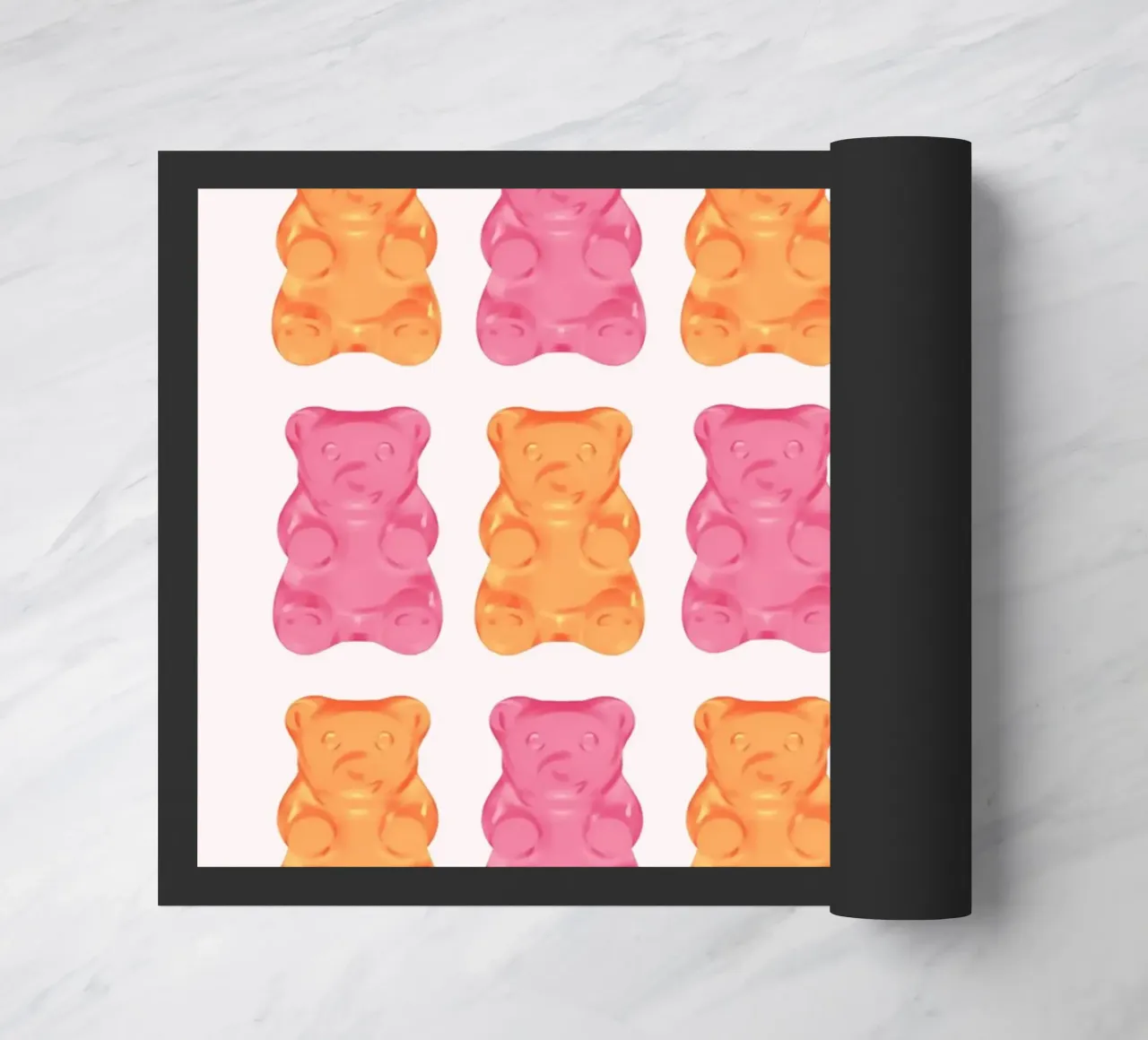 Pink & Orange Gummy Bear Pattern | Pop Art Candy Poster doormat by NorwesClub