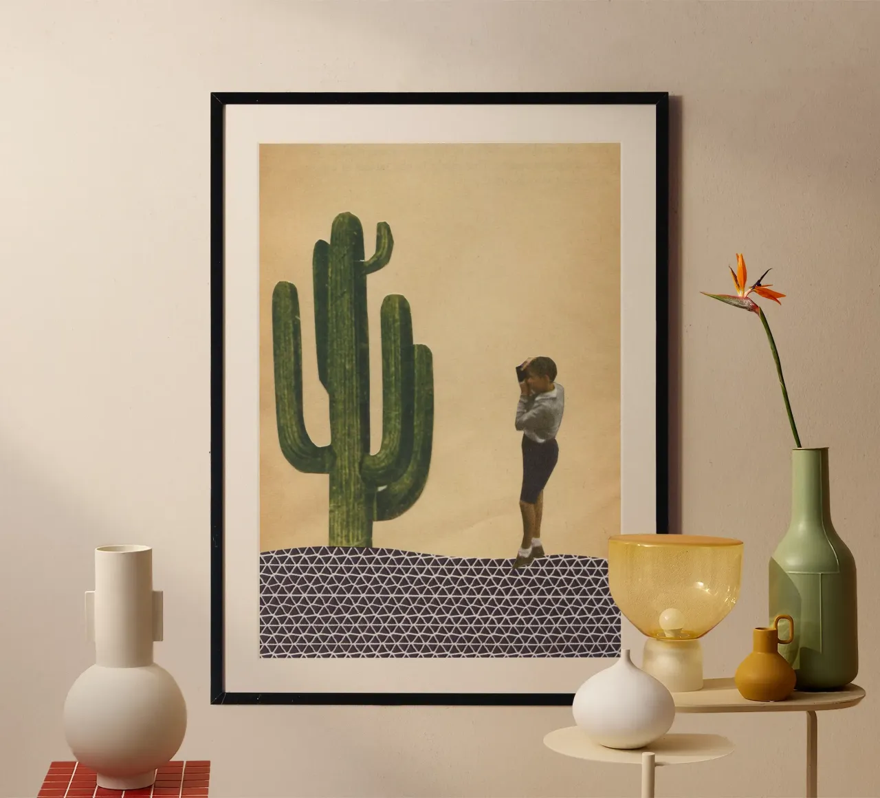 Cactus gigante poster con telaio in plastica da Cassia Beck Collage