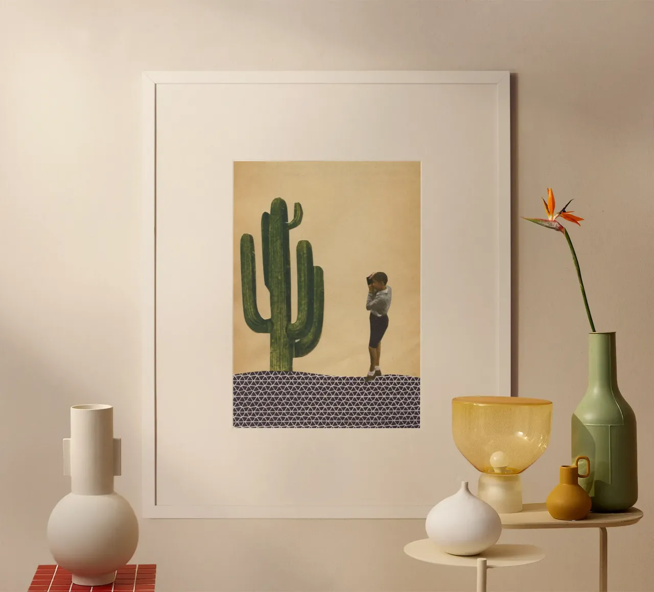 Cactus gigante poster con telaio in plastica da Cassia Beck Collage