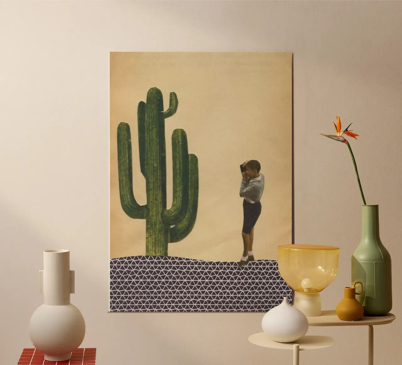 Cactus gigante poster con telaio in plastica da Cassia Beck Collage