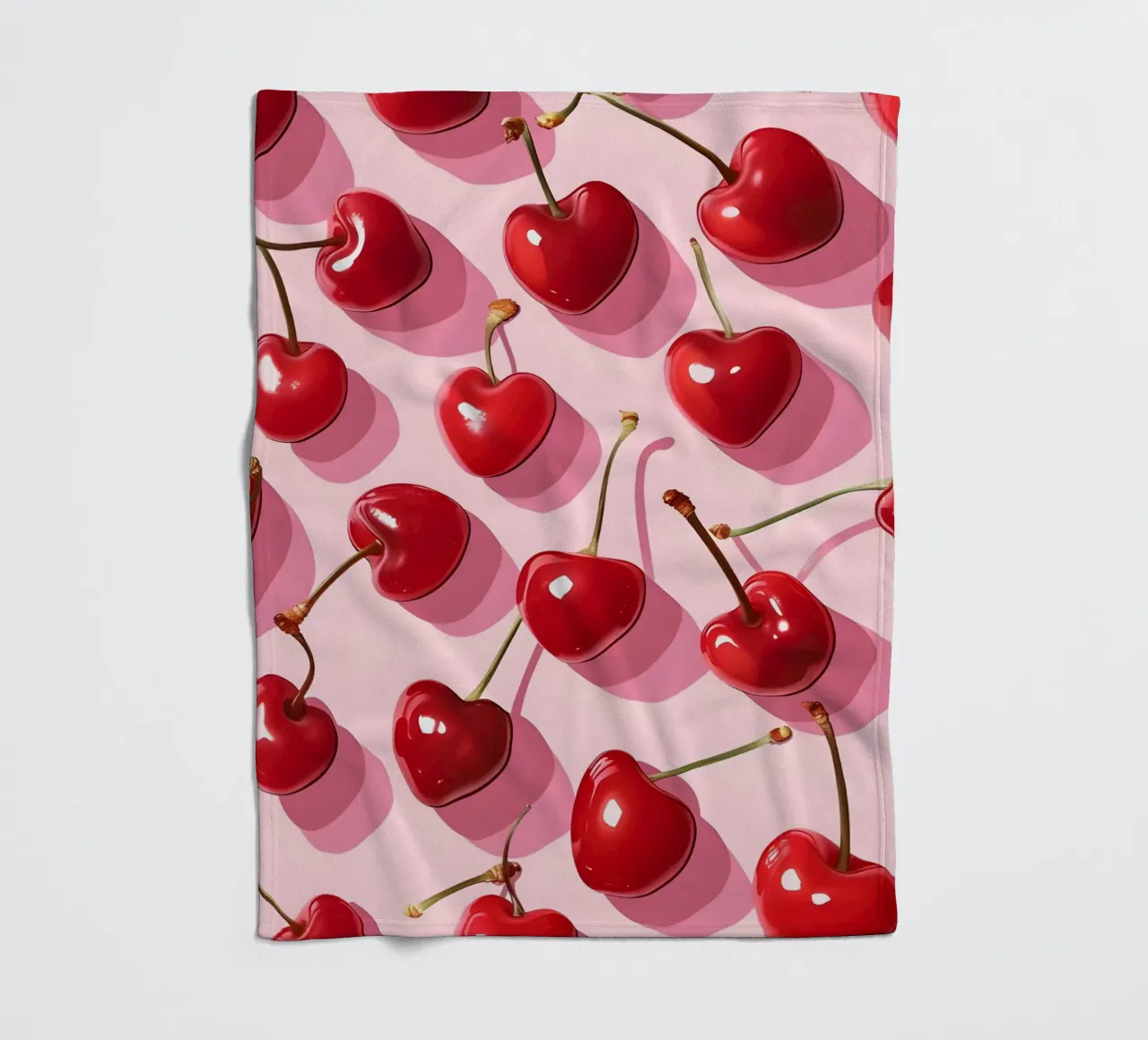Pop Art Kirschen Muster | Lebendiges Rot Rosa Küchendekor Fleecedecke von NorwesClub
