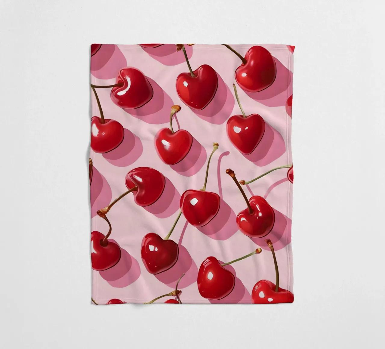 Pop Art Kirschen Muster | Lebendiges Rot Rosa Küchendekor Fleecedecke von NorwesClub