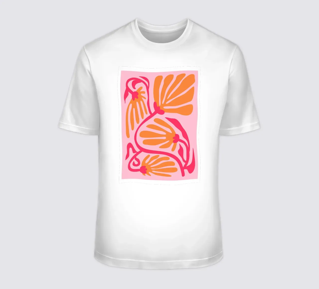 Abstract Organic Floral | Vibrant Pink Orange Botanical Art t-shirt by NorwesClub