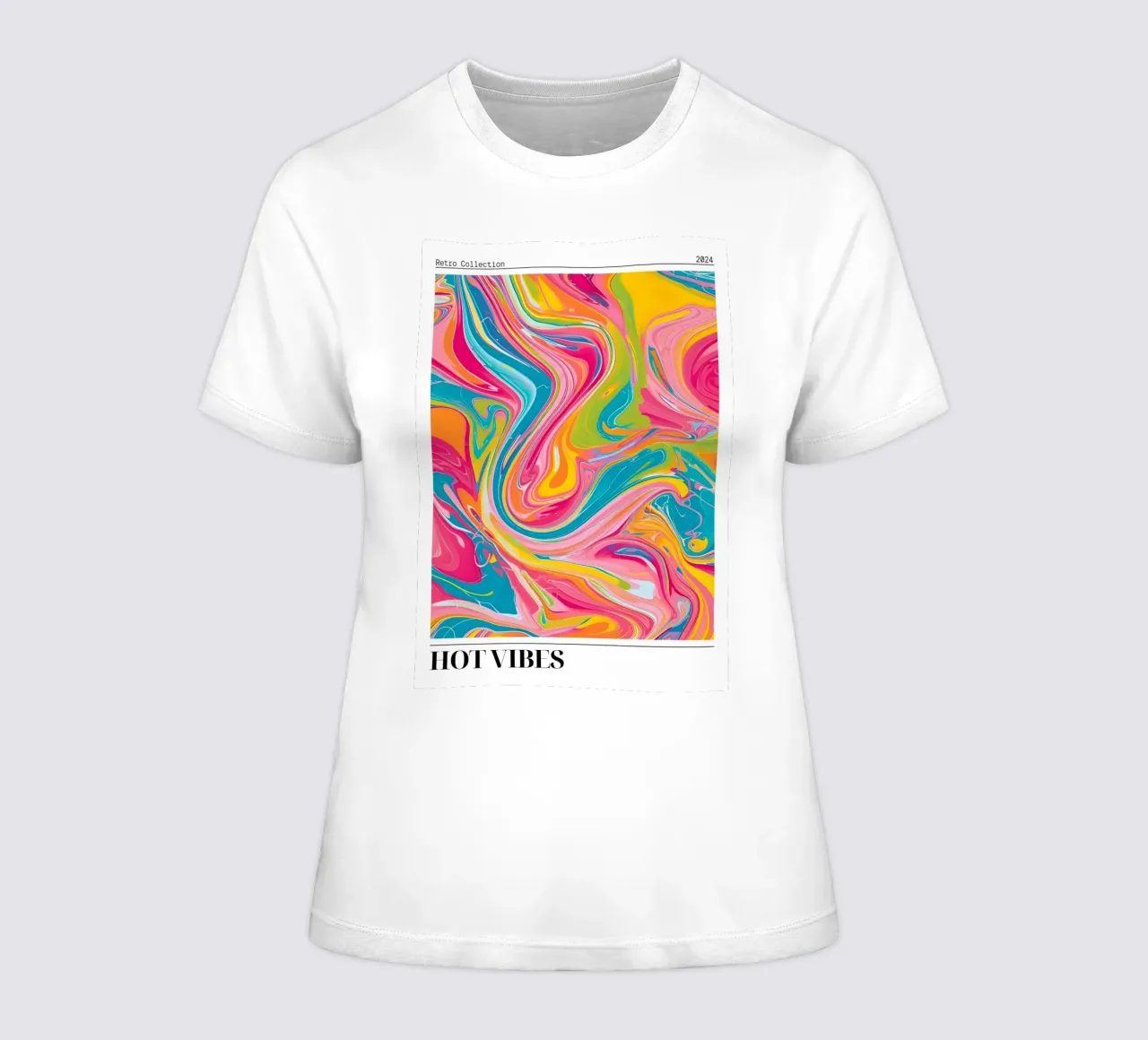 "Hot Vibes" Retro Swirl Abstract | Psychedelic Fluid Art Pri t-shirt da donna da NorwesClub