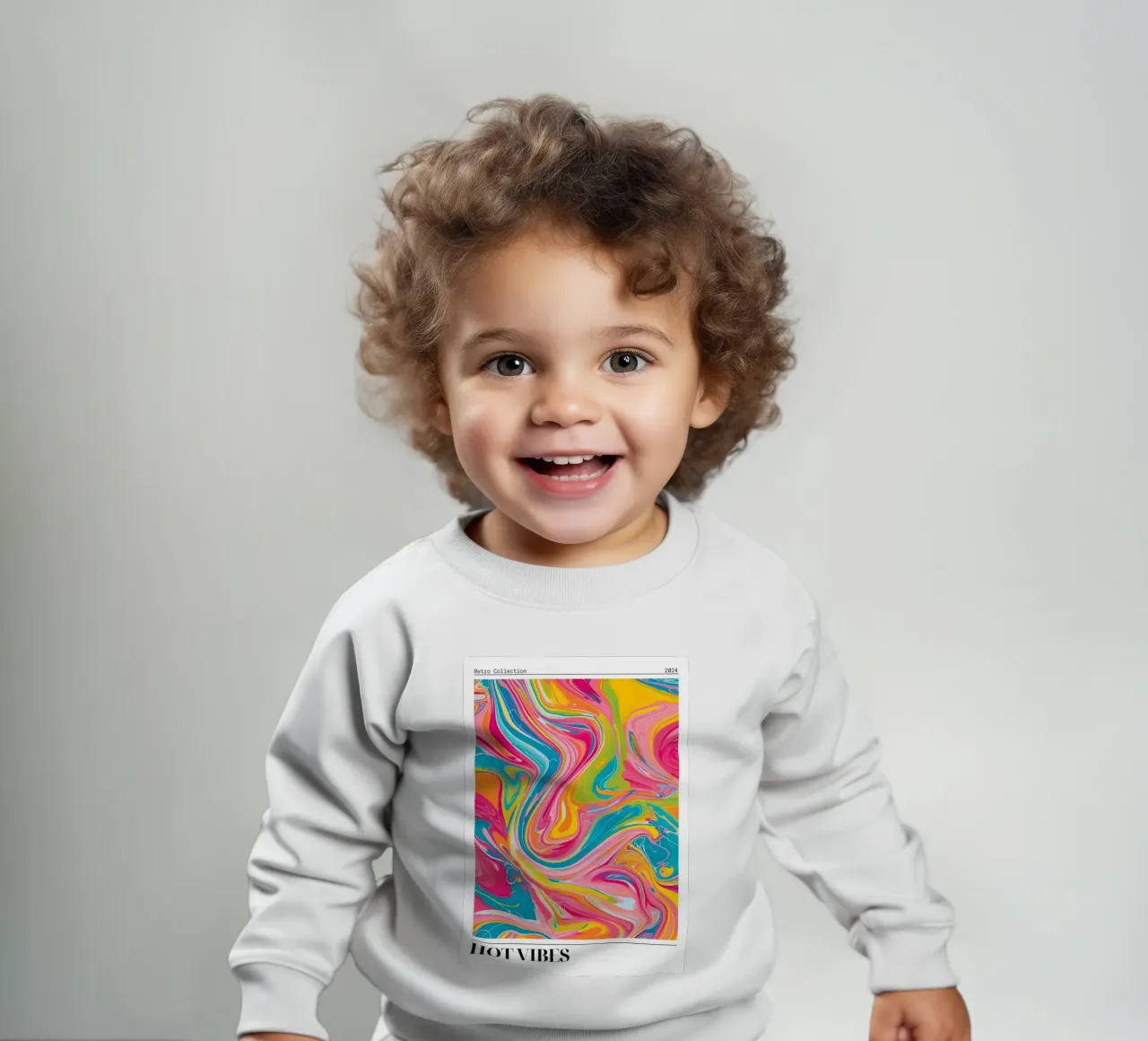 "Hot Vibes" Retro Swirl Abstrakt | Psychedelic Fluid Art Pri Baby Sweatshirt von NorwesClub