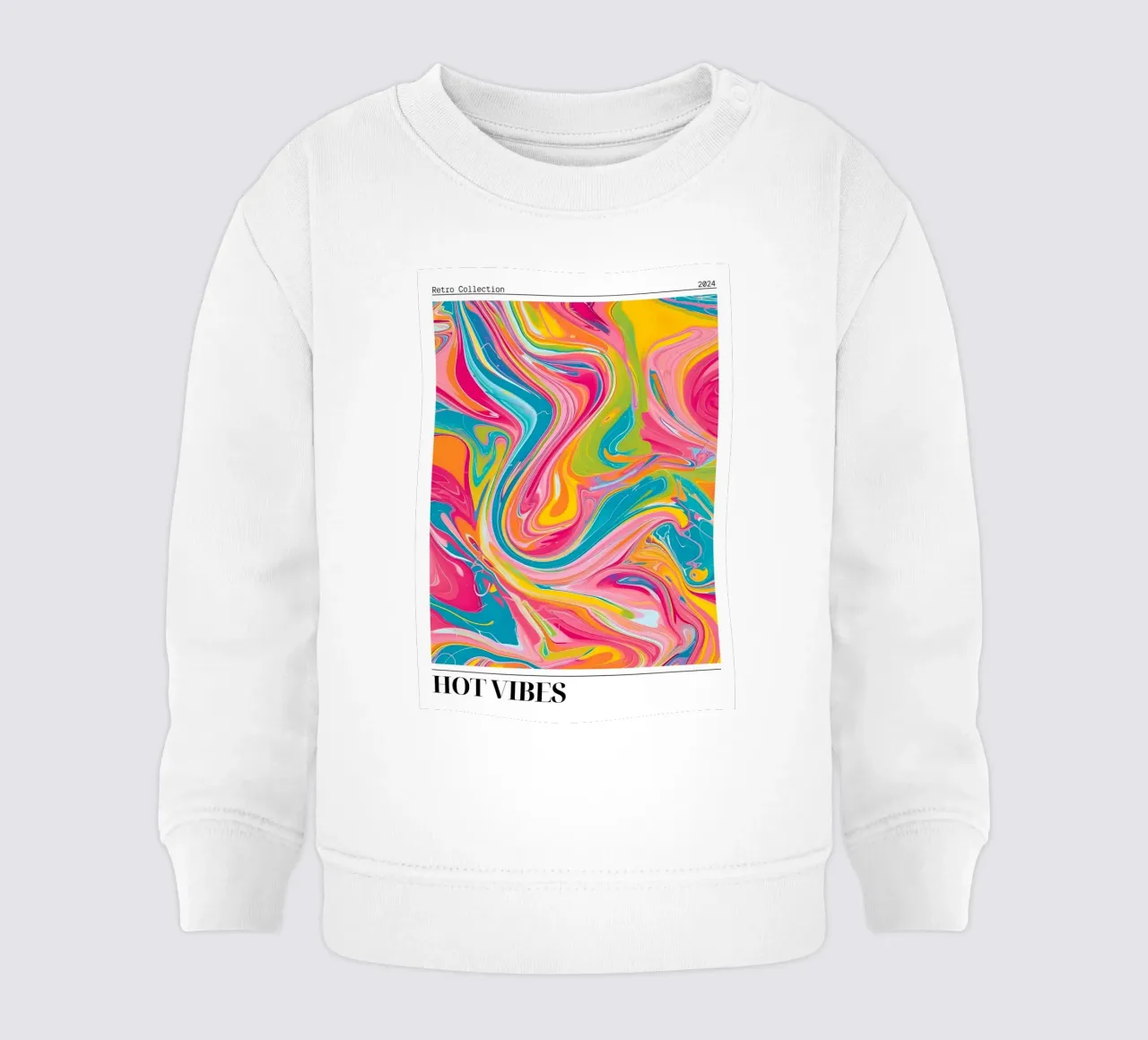"Hot Vibes" Retro Swirl Abstract | Psychedelic Fluid Art Pri felpa neonato da NorwesClub