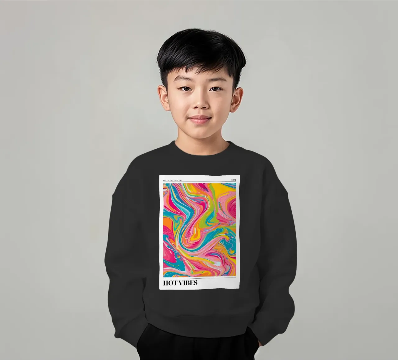 "Hot Vibes" Retro Swirl Abstract | Psychedelic Fluid Art Pri felpa bambino da NorwesClub