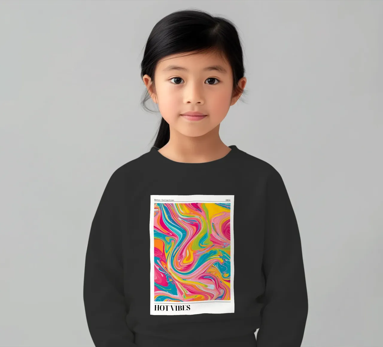 "Hot Vibes" Retro Swirl Abstract | Psychedelic Fluid Art Pri felpa bambino da NorwesClub