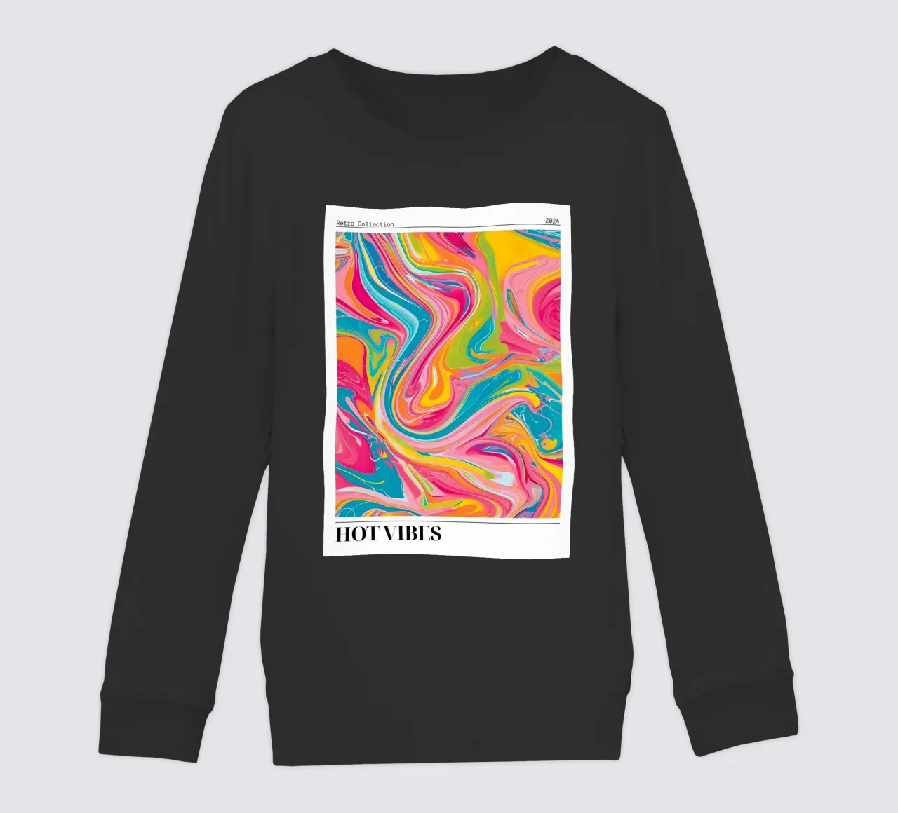 "Hot Vibes" Retro Swirl Abstract | Psychedelic Fluid Art Pri felpa bambino da NorwesClub