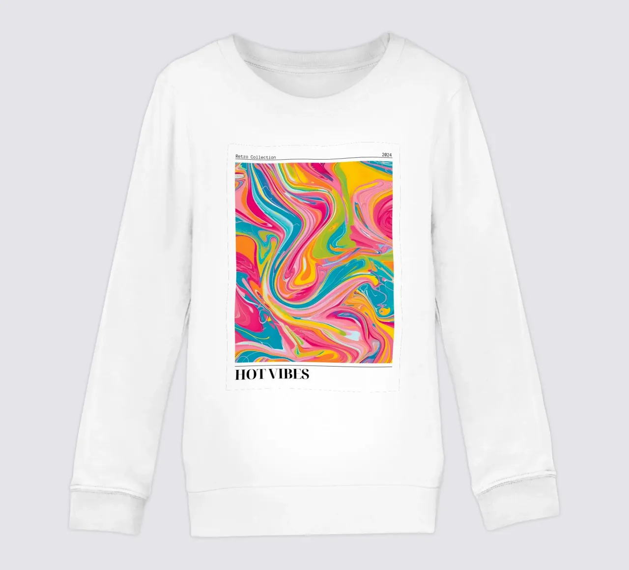 "Hot Vibes" Retro Swirl Abstract | Psychedelic Fluid Art Pri felpa bambino da NorwesClub