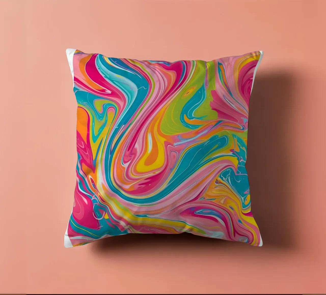 "Hot Vibes" Retro Swirl Abstract | Psychedelic Fluid Art Pri cuscino da NorwesClub