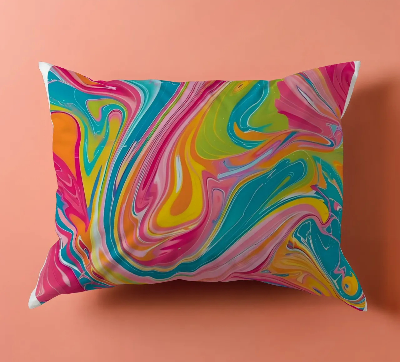 "Hot Vibes" Retro Swirl Abstract | Psychedelic Fluid Art Pri cuscino da NorwesClub