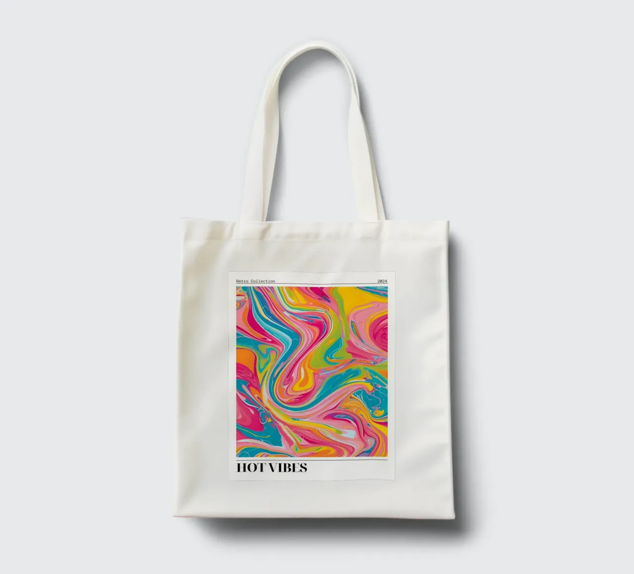 "Hot Vibes" Retro Swirl Abstract | Psychedelic Fluid Art Pri borsa in juta da NorwesClub