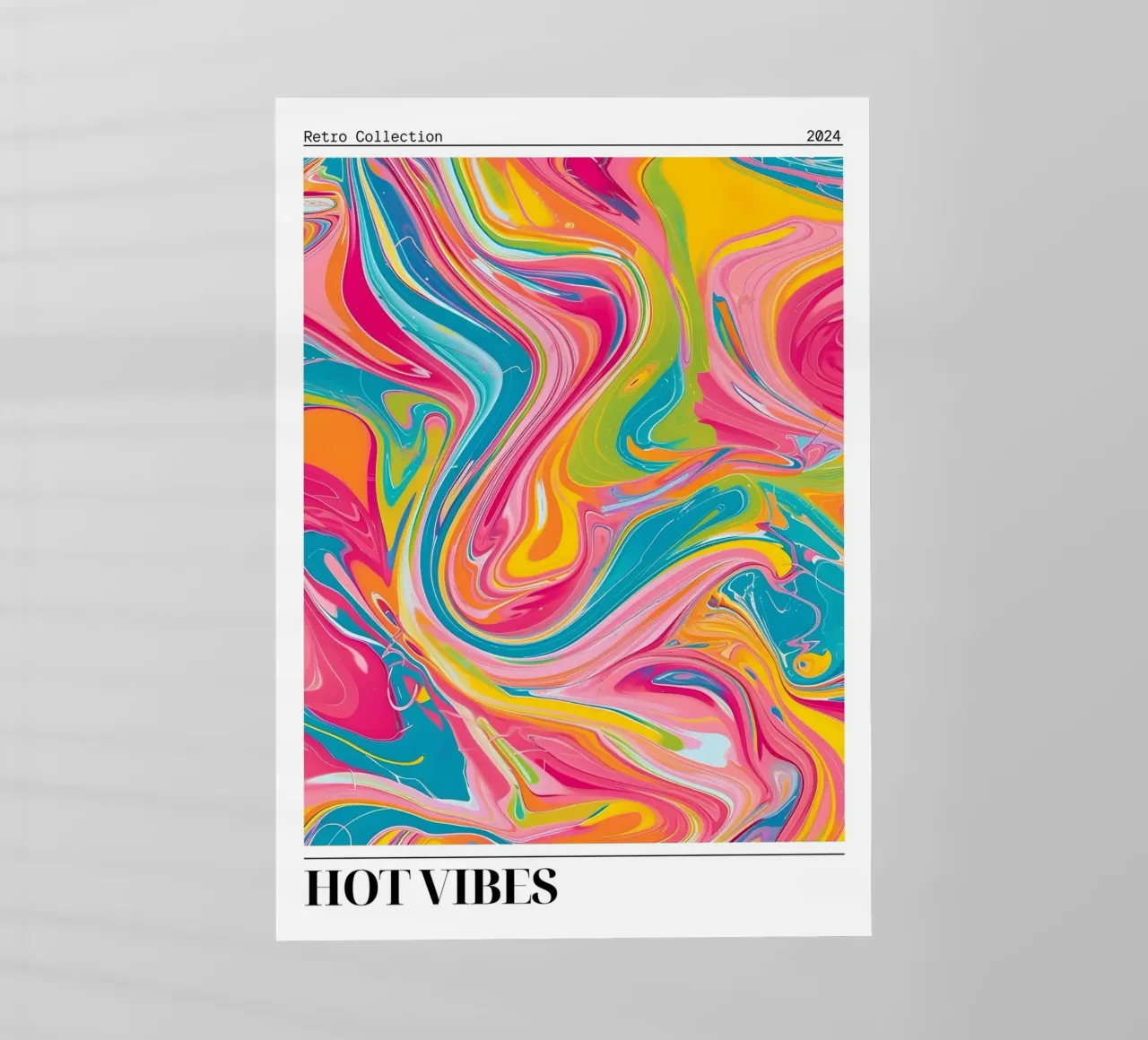 "Hot Vibes" Retro Swirl Abstract | Psychedelic Fluid Art Pri pellicola backlit da NorwesClub