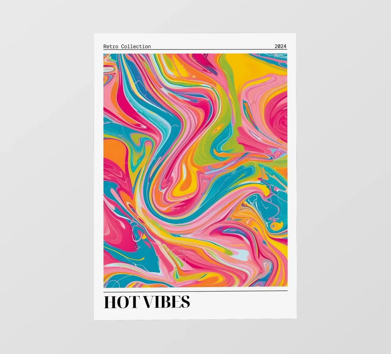 "Hot Vibes" Retro Swirl Abstract | Psychedelic Fluid Art Pri pellicola backlit da NorwesClub