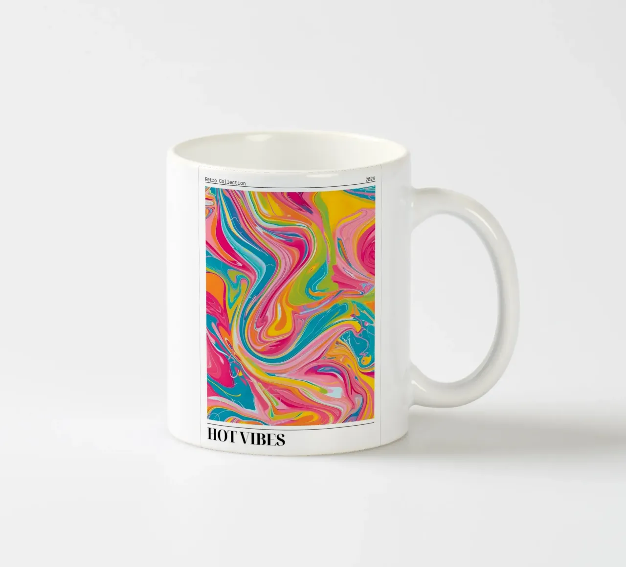 "Hot Vibes" Retro Swirl Abstract | Psychedelic Fluid Art Pri tazza in ceramica da NorwesClub