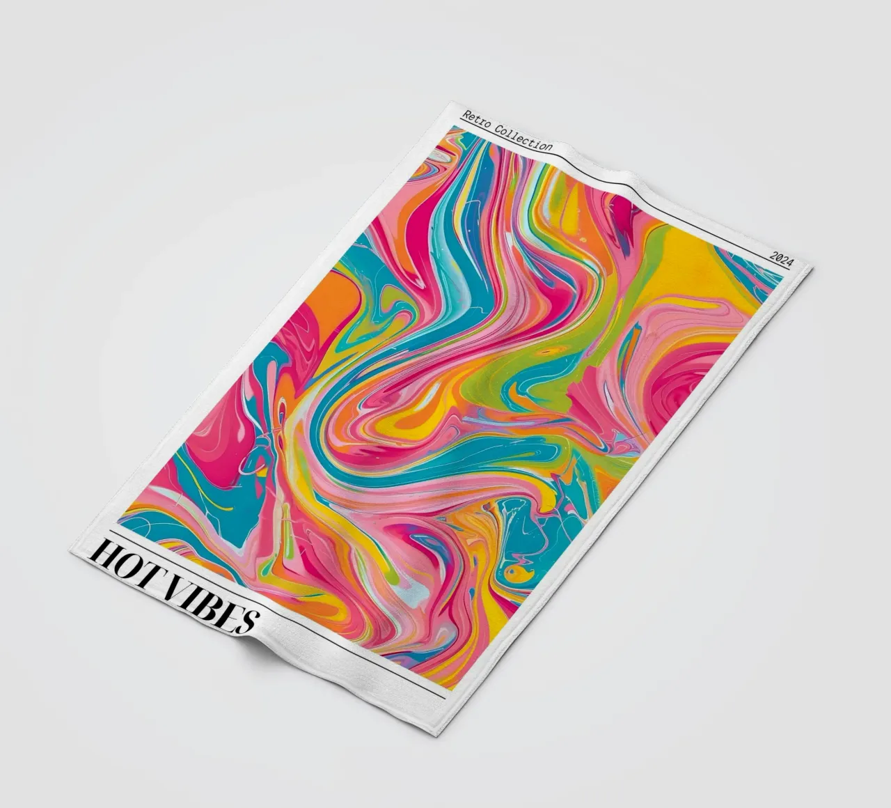 "Hot Vibes" Retro Swirl Abstract | Psychedelic Fluid Art Pri coperta in pile da NorwesClub