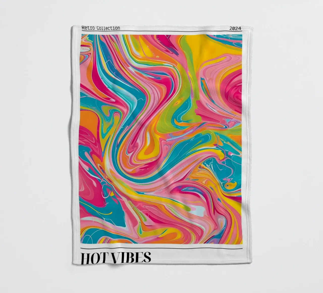 "Hot Vibes" Retro Swirl Abstract | Psychedelic Fluid Art Pri coperta in pile da NorwesClub