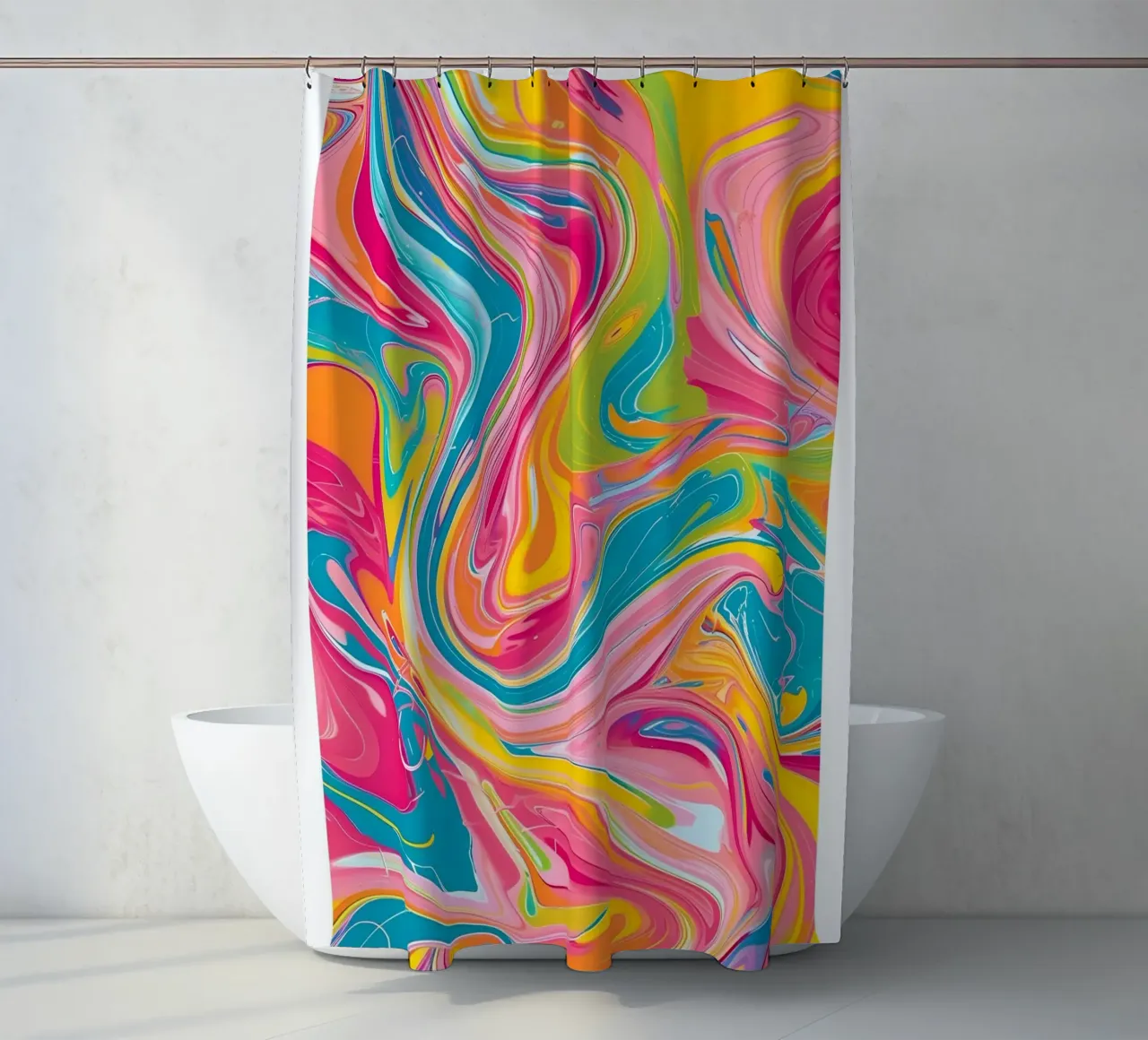 "Hot Vibes" Retro Swirl Abstract | Psychedelic Fluid Art Pri tenda da doccia da NorwesClub