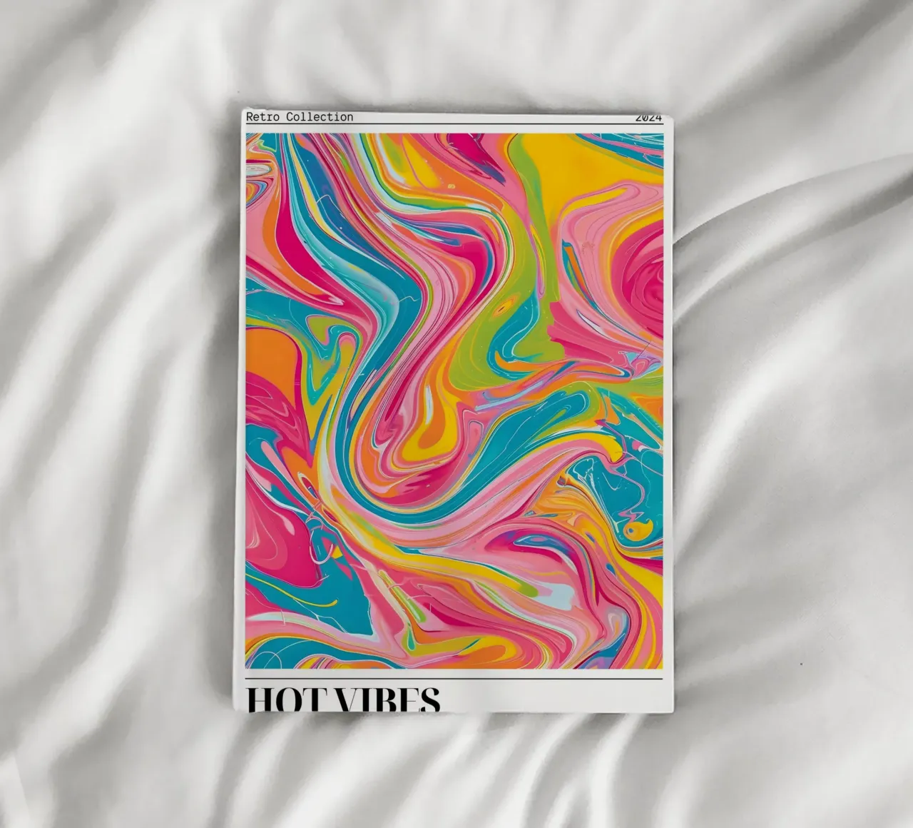 "Hot Vibes" Retro Swirl Abstract | Psychedelic Fluid Art Pri notebook by NorwesClub