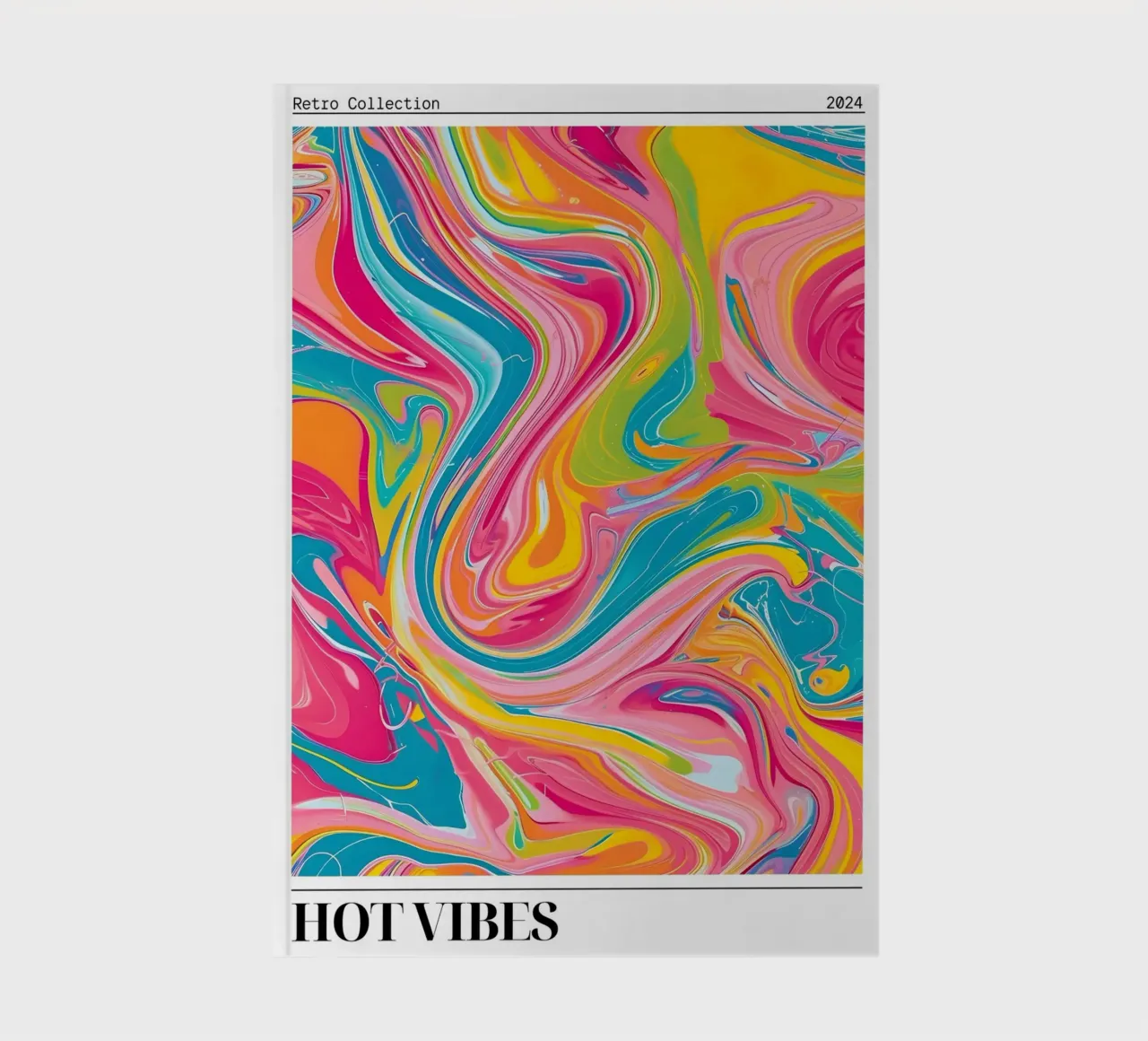 "Hot Vibes" Retro Swirl Abstract | Psychedelic Fluid Art Pri notebook by NorwesClub