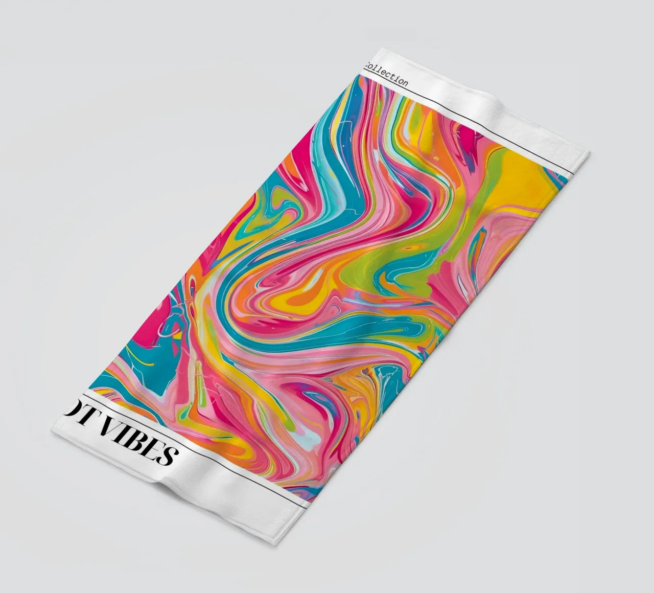 "Hot Vibes" Retro Swirl Abstract | Psychedelic Fluid Art Pri telo mare da NorwesClub