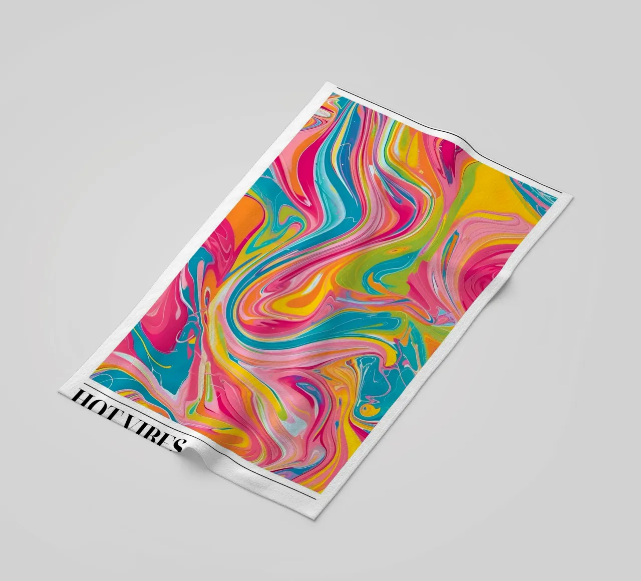 "Hot Vibes" Retro Swirl Abstract | Psychedelic Fluid Art Pri telo mare da NorwesClub