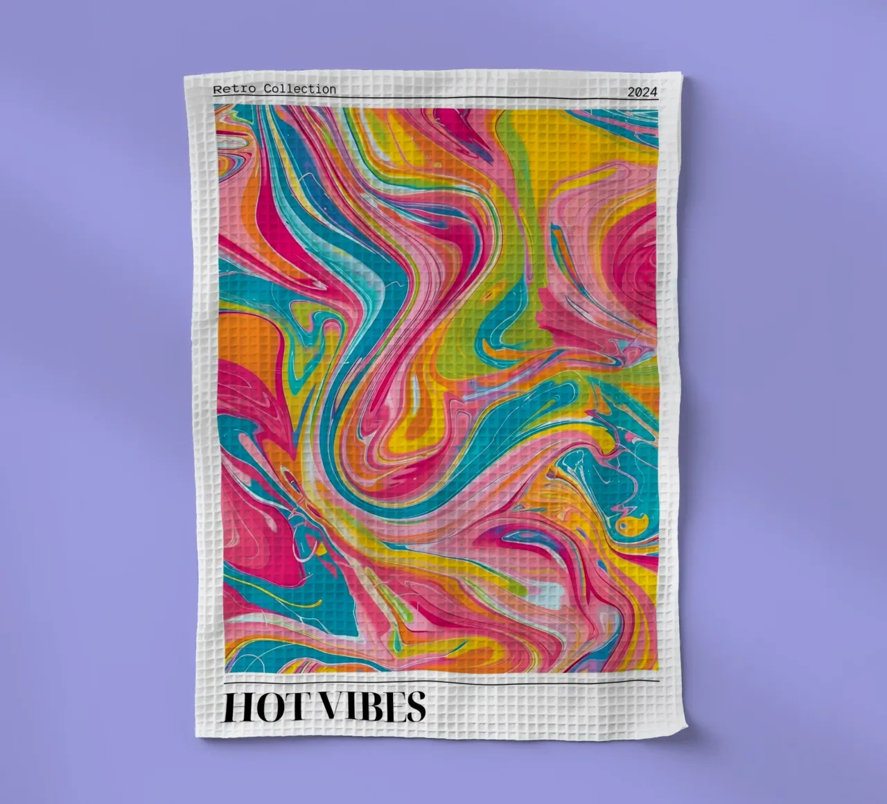 "Hot Vibes" Retro Swirl Abstract | Psychedelic Fluid Art Pri canovaccio da cucina da NorwesClub
