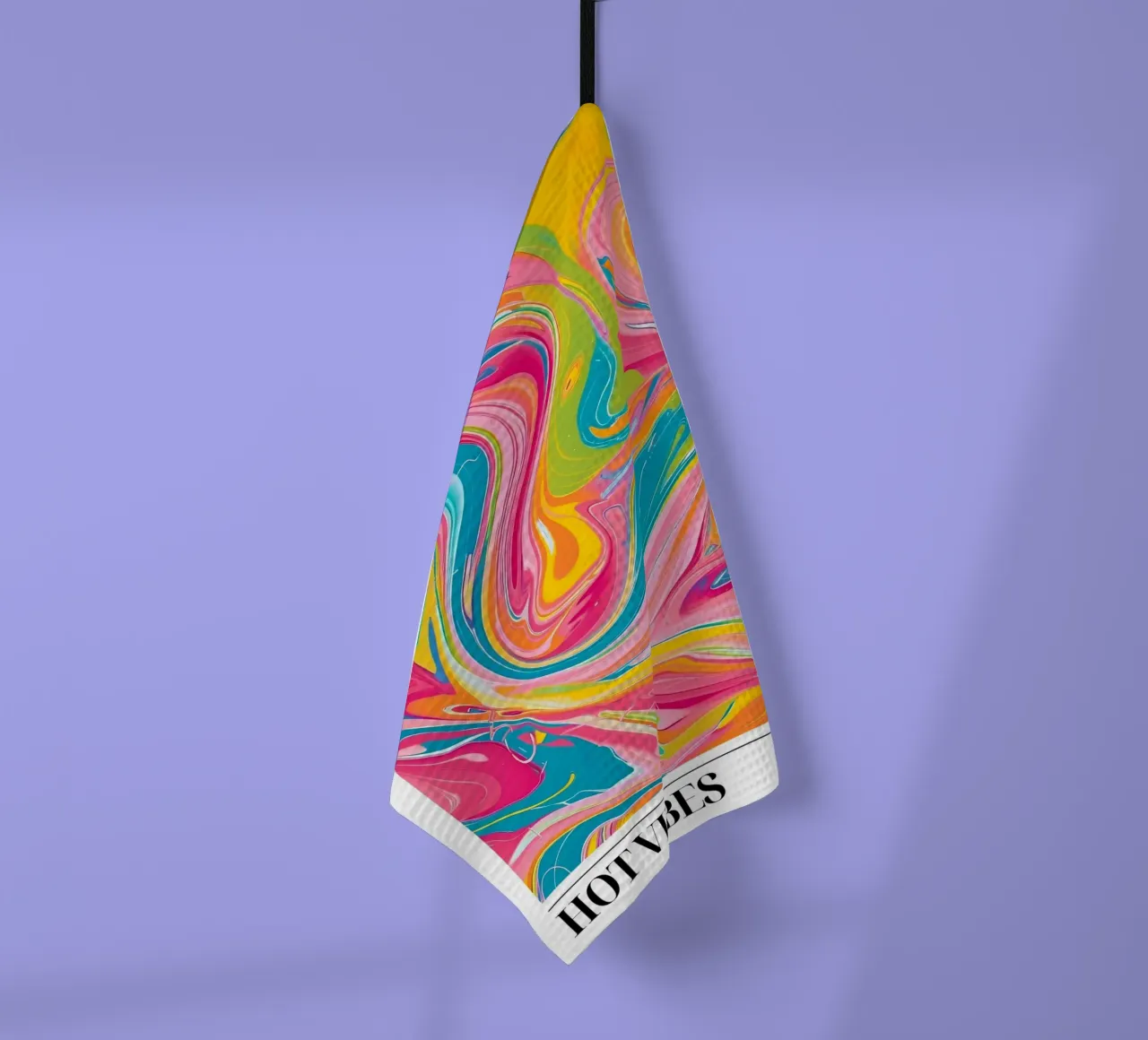 "Hot Vibes" Retro Swirl Abstract | Psychedelic Fluid Art Pri canovaccio da cucina da NorwesClub