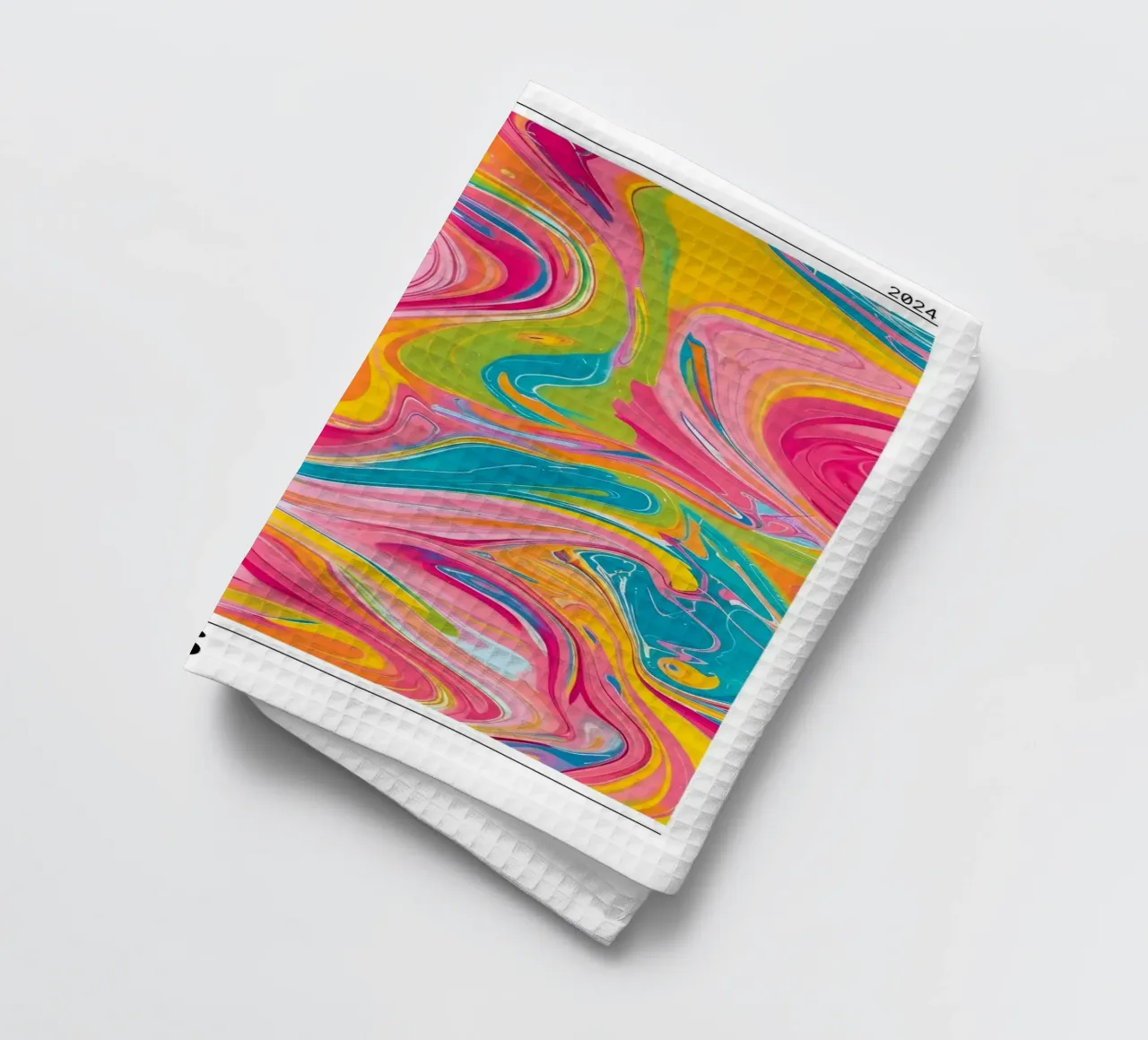 "Hot Vibes" Retro Swirl Abstrakt | Psychedelic Fluid Art Pri Geschirrtuch von NorwesClub