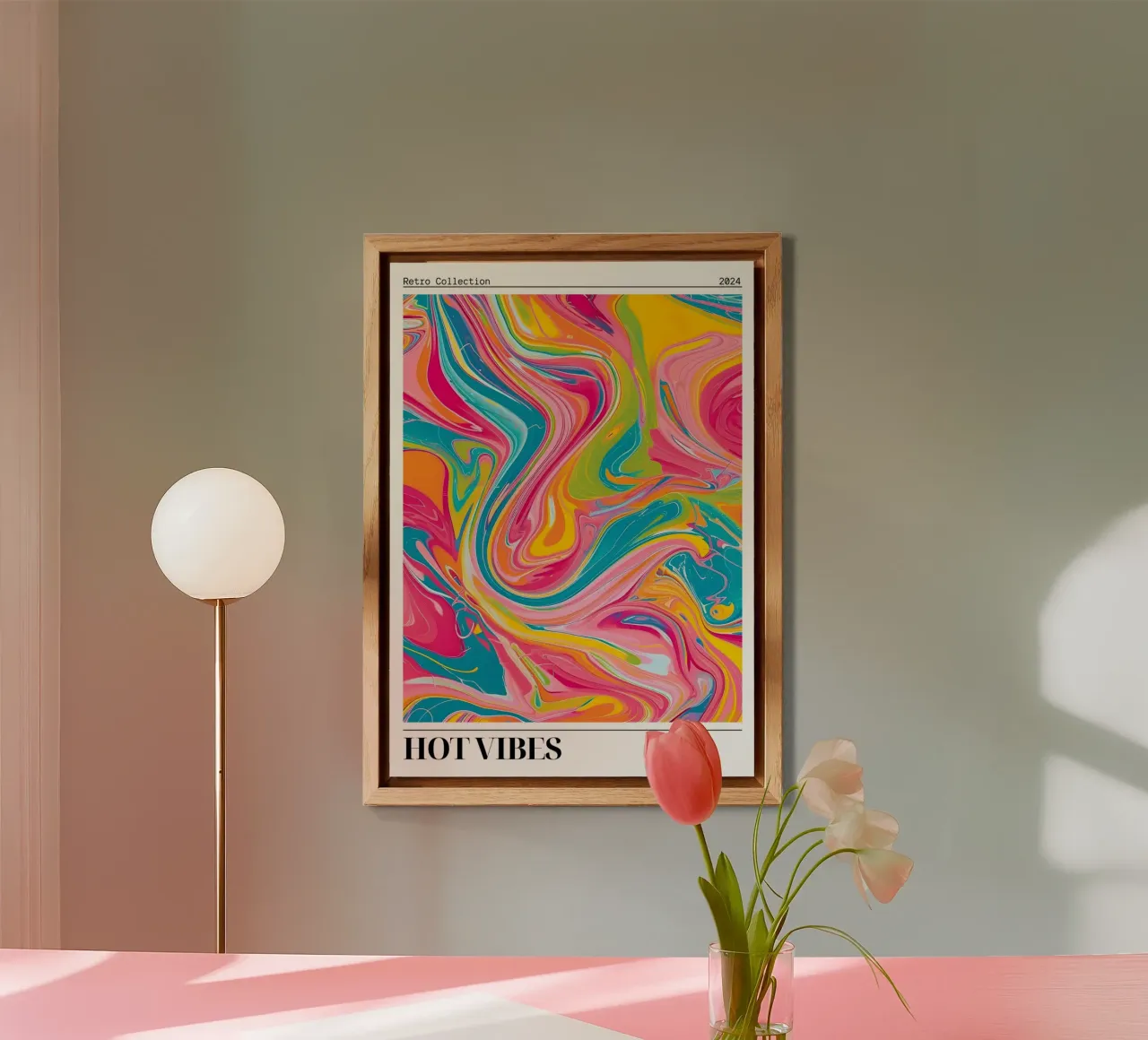 "Hot Vibes" Retro Swirl Abstract | Psychedelic Fluid Art Pri alluminio dibond da NorwesClub