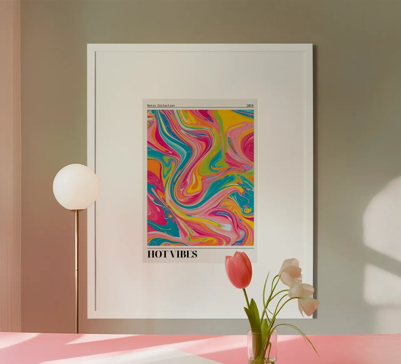 "Hot Vibes" Retro Swirl Abstract | Psychedelic Fluid Art Pri poster da NorwesClub