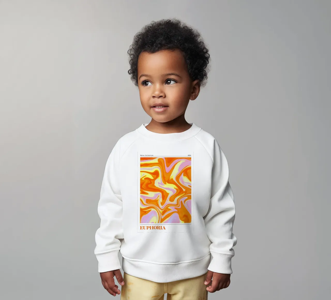 "Euphoria" Retro Swirl Abstract | Psychedelic Orange Pink Ar felpa neonato da NorwesClub