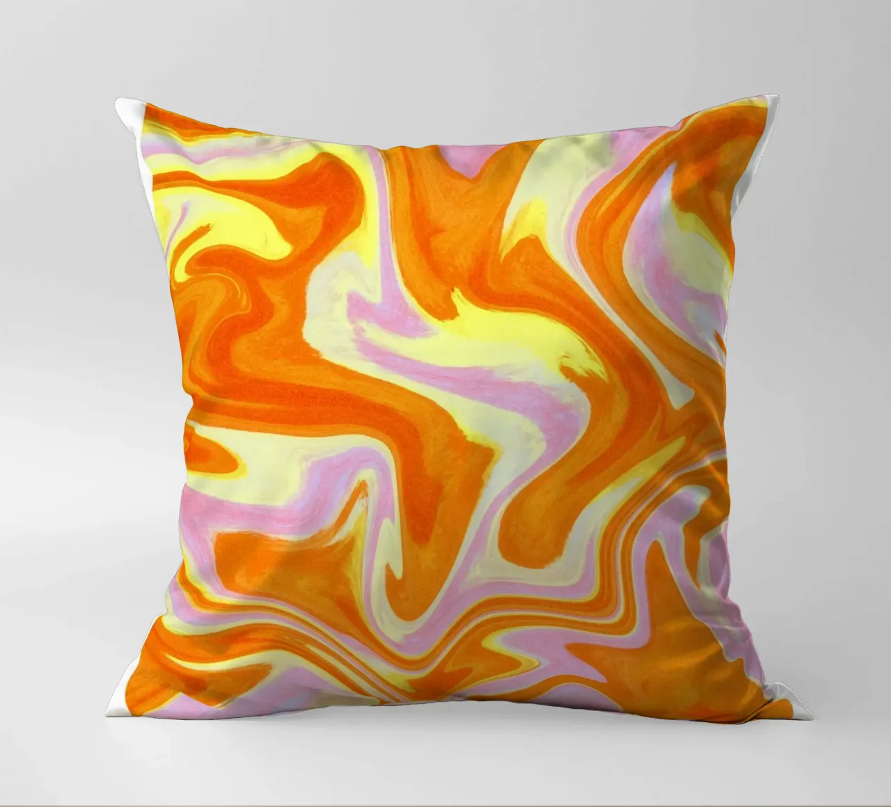 "Euphoria" Retro Swirl Abstract | Psychedelic Orange Pink Ar cuscino da NorwesClub