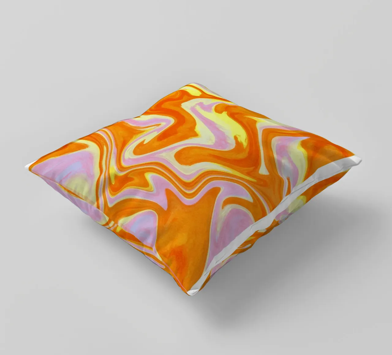 "Euphoria" Retro Swirl Abstract | Psychedelic Orange Pink Ar cuscino da NorwesClub