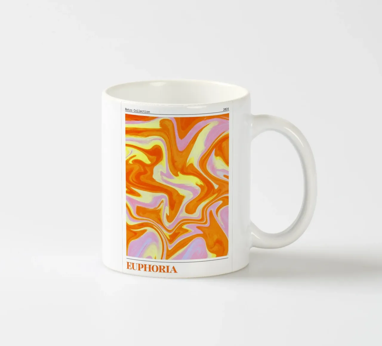 "Euphoria" Retro Swirl Abstract | Psychedelic Orange Pink Ar tazza in ceramica da NorwesClub