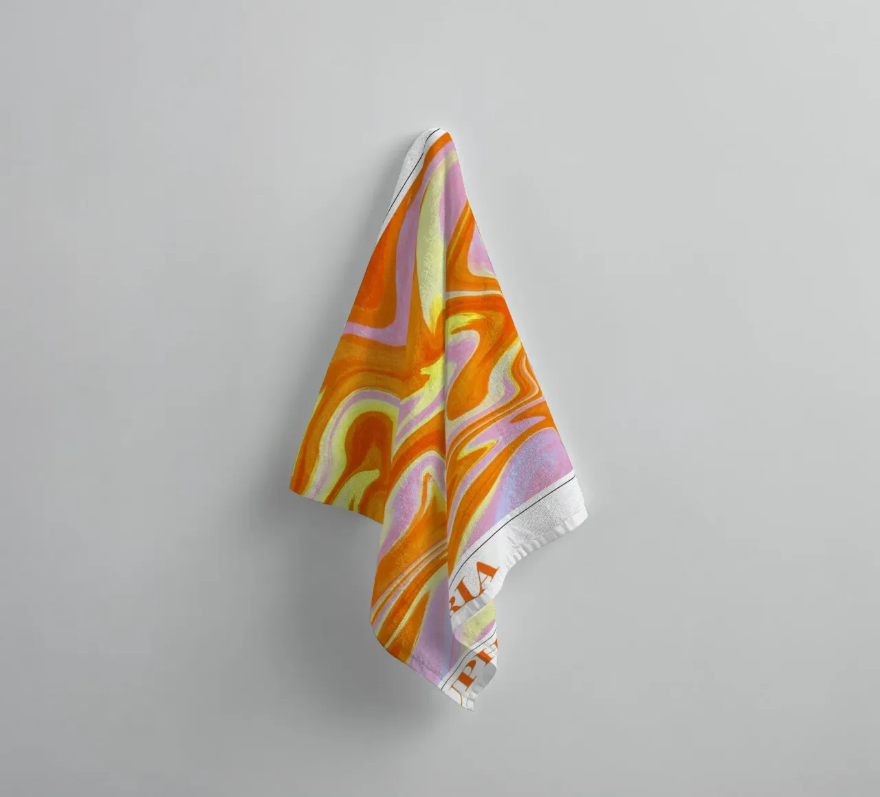 "Euphoria" Retro Swirl Abstract | Psychedelic Orange Pink Ar asciugamano da bagno da NorwesClub