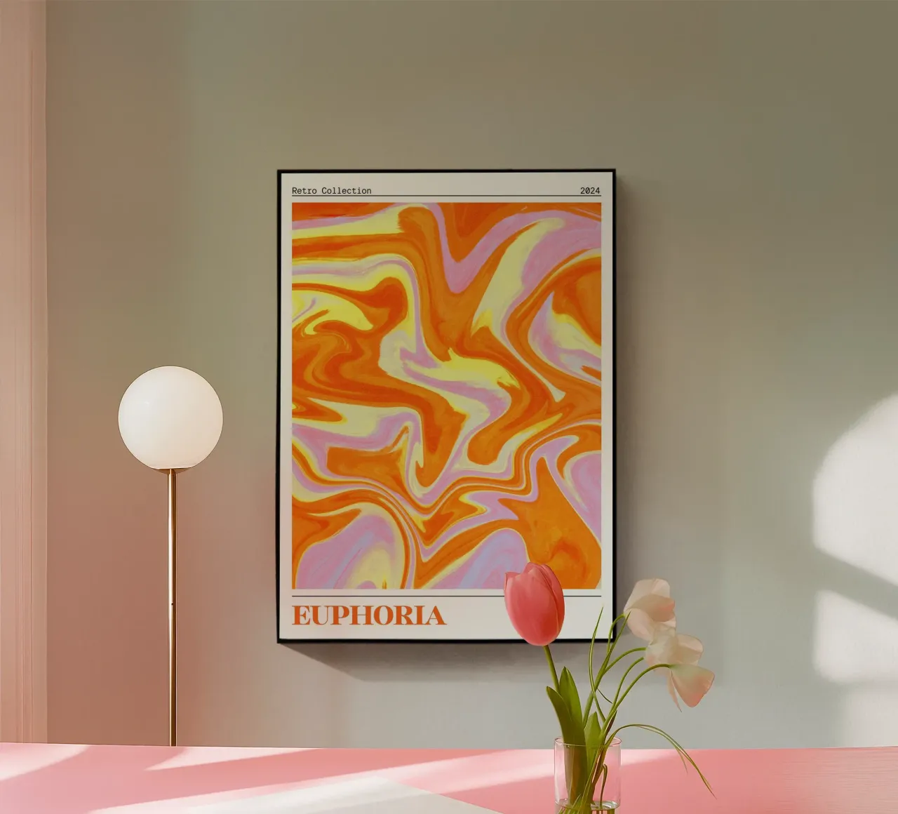 "Euphoria" Retro Swirl Abstract | Psychedelic Orange Pink Ar plexiglass da NorwesClub