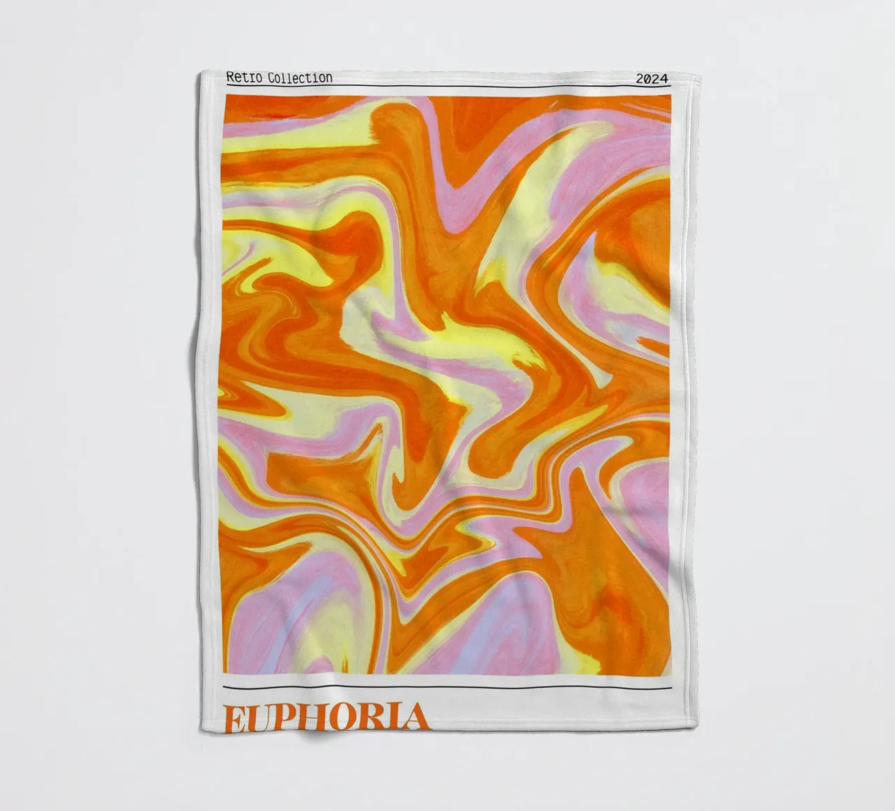 "Euphoria" Retro Swirl Abstract | Psychedelic Orange Pink Ar coperta in pile da NorwesClub