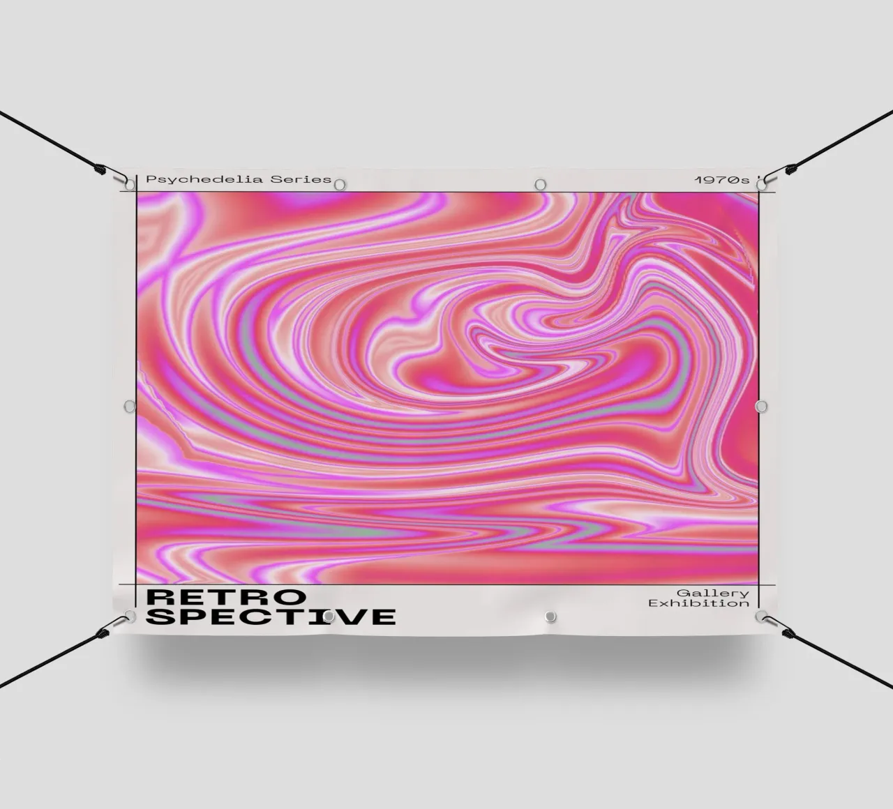 "Retrospettiva" Vortice rosa psichedelico | Arte fluida anni '70 Pri telo in pvc da NorwesClub