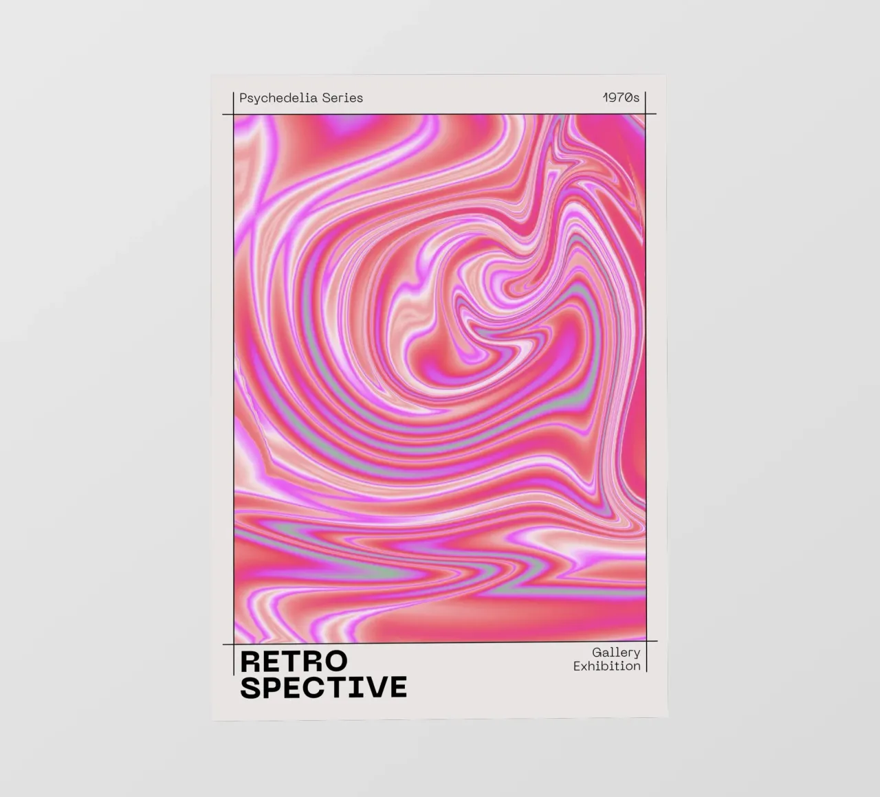 "Retrospettiva" Vortice rosa psichedelico | Arte fluida anni '70 Pri telo in pvc da NorwesClub
