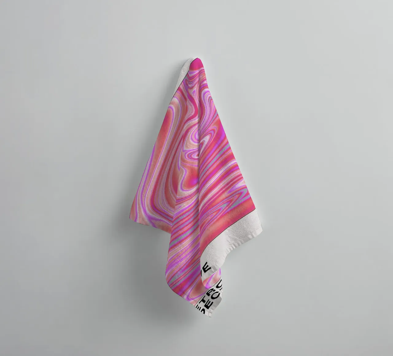 "Retrospective" Psychedelic Pink Swirl | 1970s Fluid Art Pri towel by NorwesClub
