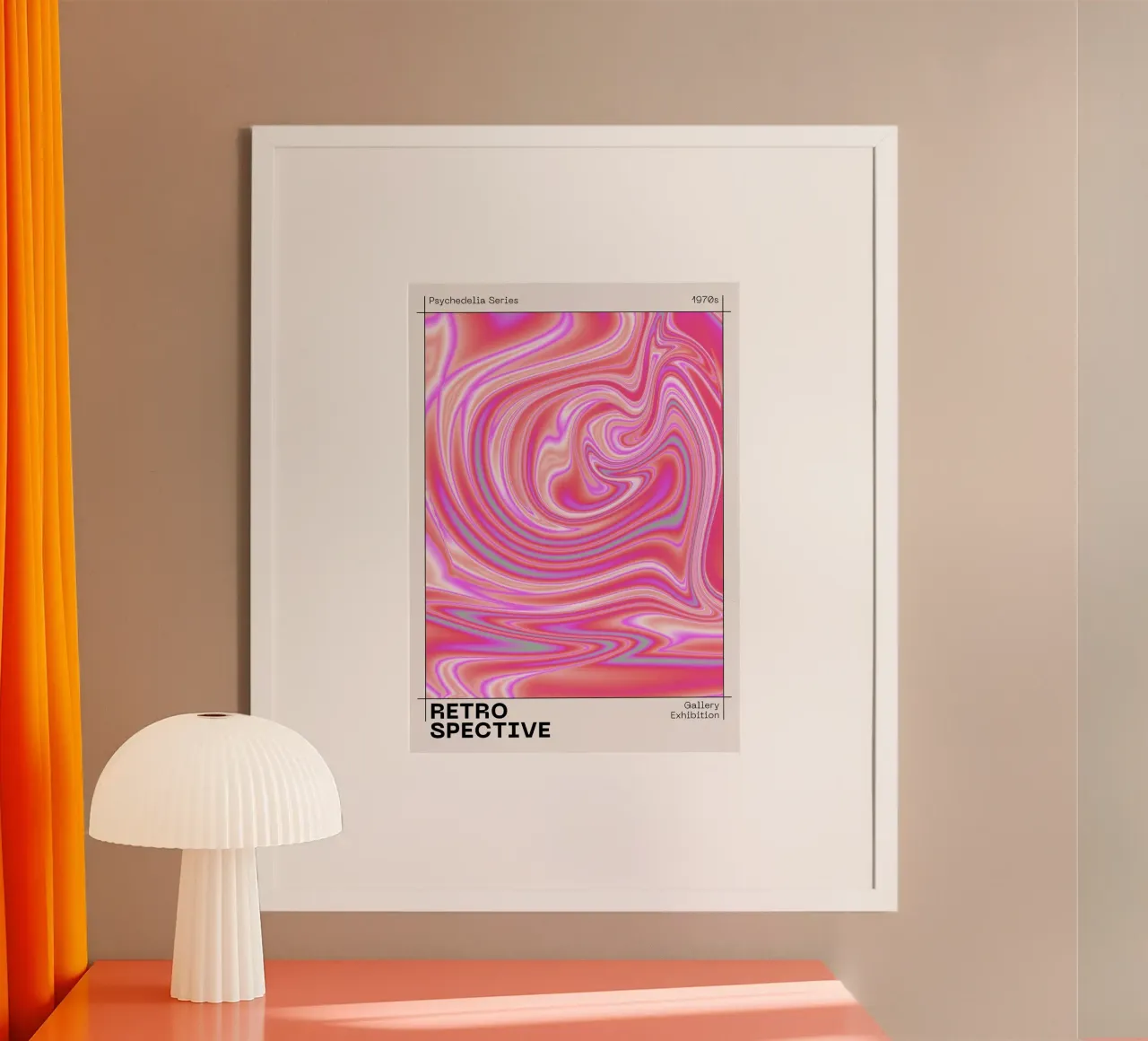 "Retrospettiva" Vortice rosa psichedelico | Arte fluida anni '70 Pri poster da NorwesClub